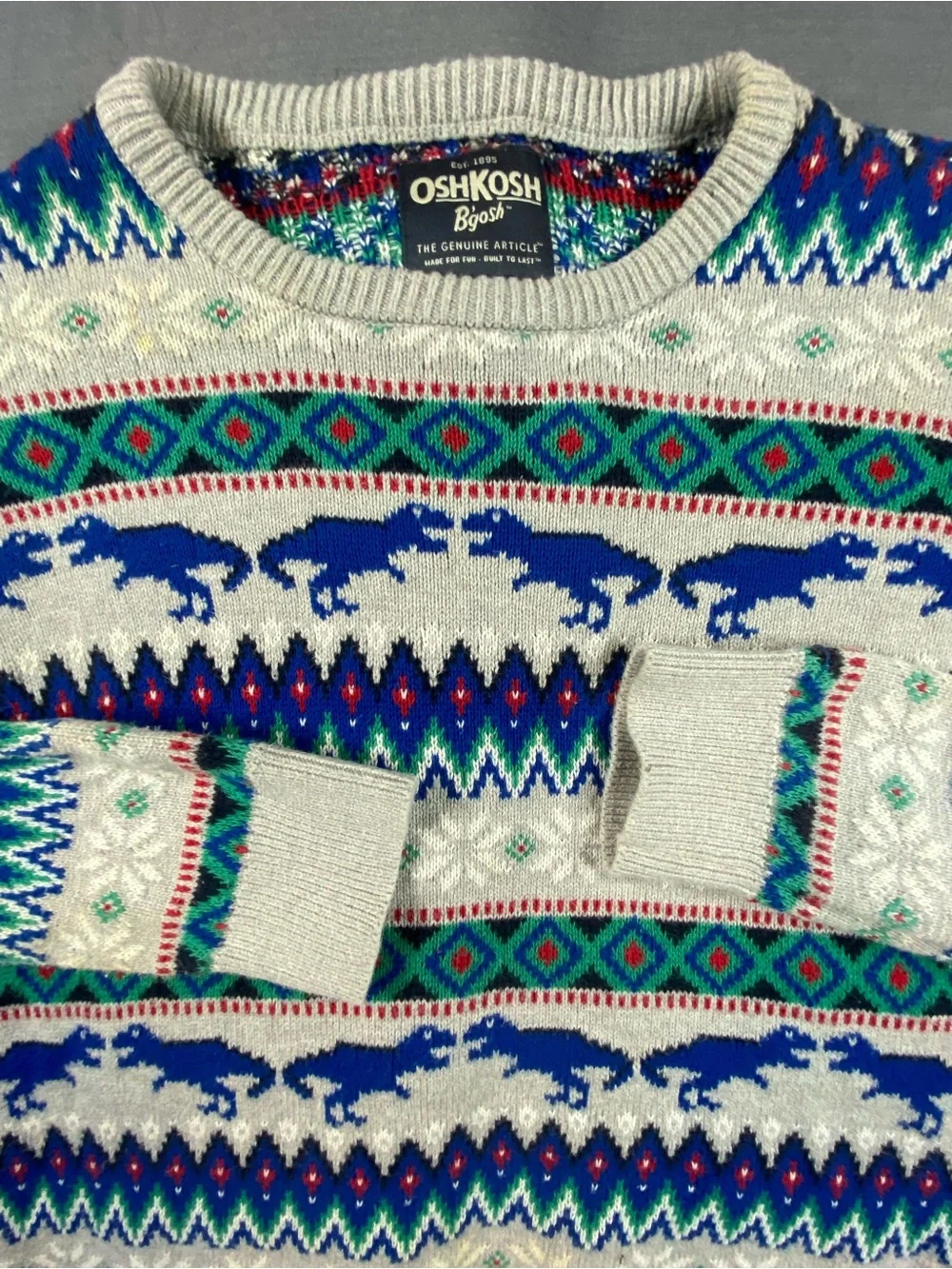 OshKosh B'gosh Cream & Blue Fair Isle Sweater - boys size 14